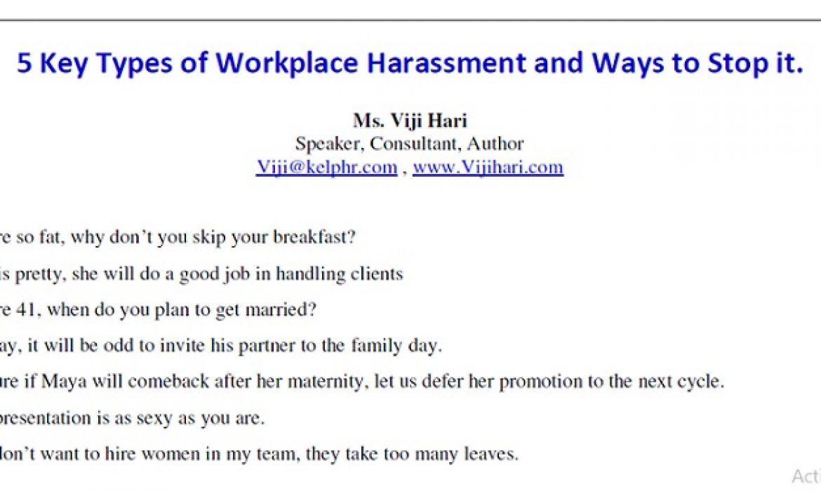 5 Types of Workplace Harassment and ways to stop it.